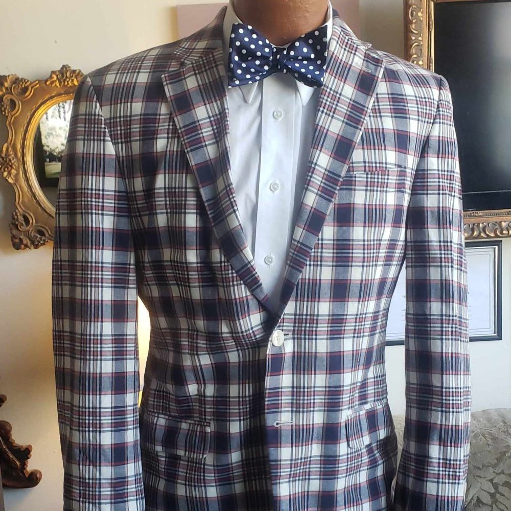 Ralph Lauren Red Blue plaid summer jacket 38R